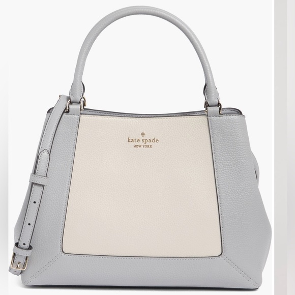 kate spade Handbags - Kate Spade Lena Colorblock Leather Satchel Bag Silver Gray NEW
